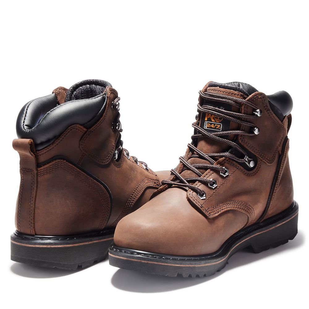 Timberland Μποτακια Εργασίας Ανδρικα Καφε - Pro® Pit Boss 6\" Soft Toe - Greece 9132765-UL